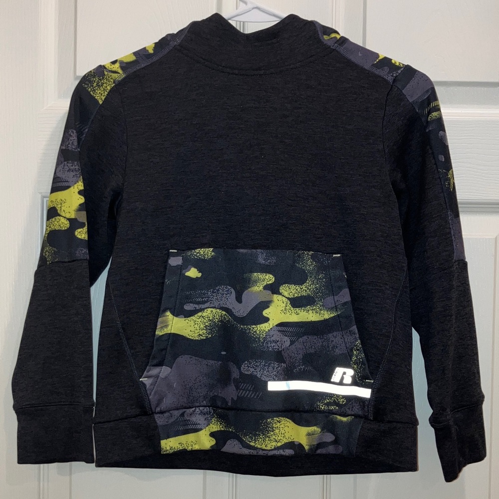 Russell Athletic Dri Power 360 Black Yellow Camo Hoodie Youth Pullover Sweat top